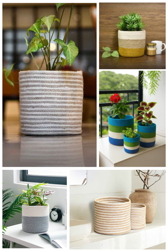 Jute plant baskets for indoor plants