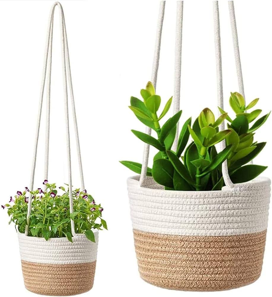 Hanging jute baskets for plants