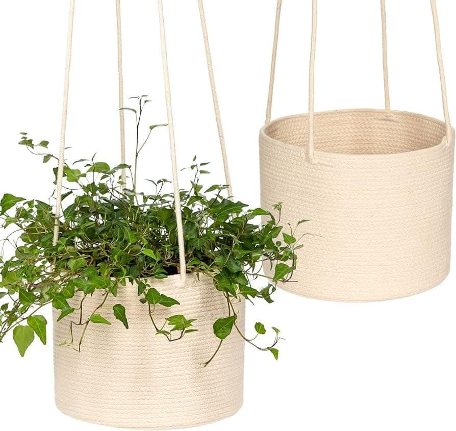 Beige color Hanging jute plant basket